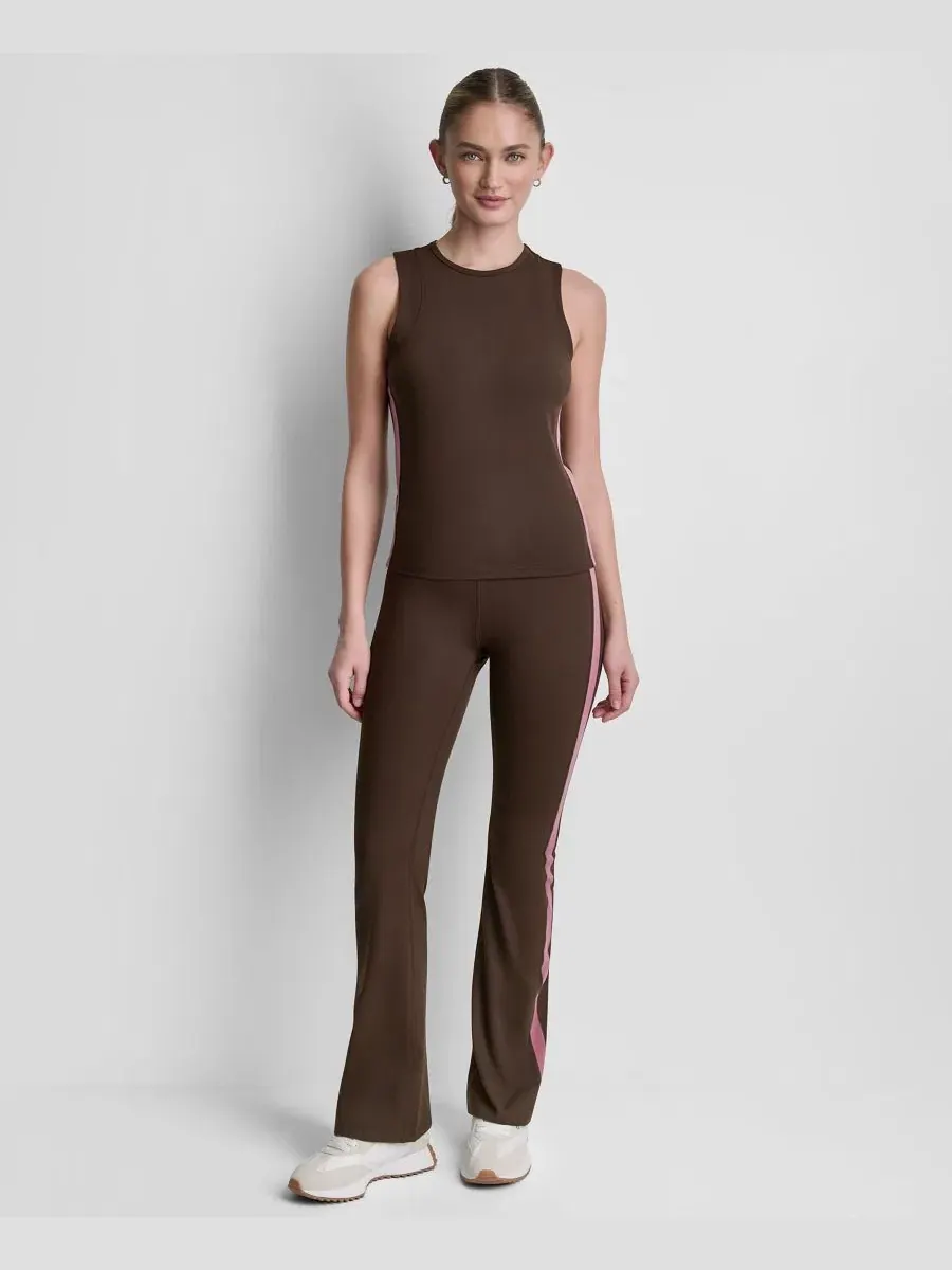 Леггинсы с высокой посадкой и расклешенными штанинами Side-Stripe High-Rise Flared Leggings DKNY — изображение 2 из 5