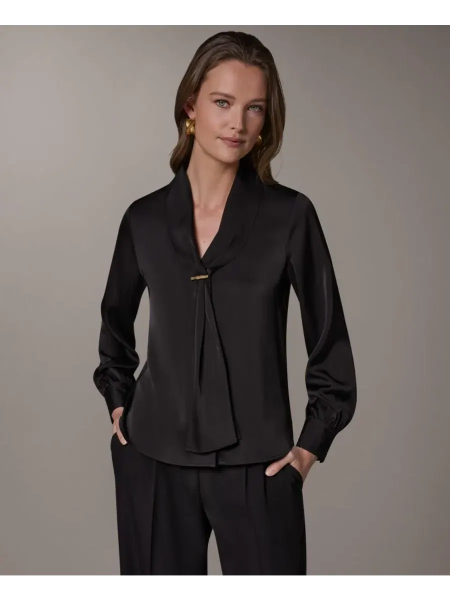Топ с V-образным вырезом и длинным рукавом Donna Karan New York