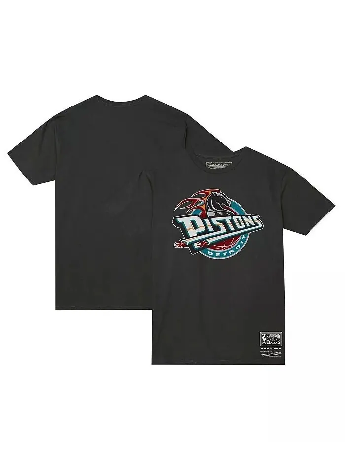 Черная мужская и женская футболка с логотипом Detroit Pistons Hardwood Classics MVP Throwback — черный