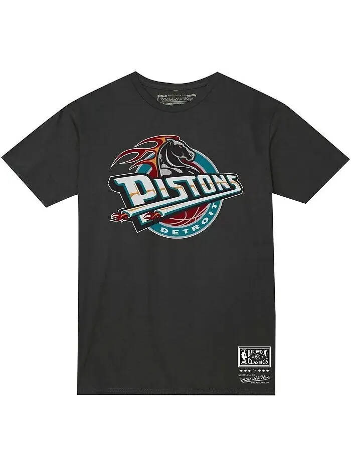 Черная мужская и женская футболка с логотипом Detroit Pistons Hardwood Classics MVP Throwback — изображение 3 из 3, черный
