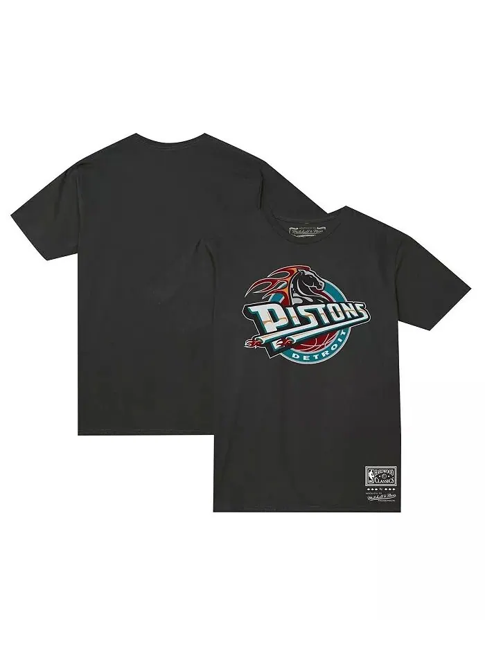 Мужская и женская черная футболка Detroit Pistons Hardwood Classics MVP Throwback с логотипом — изображение 1 из 3