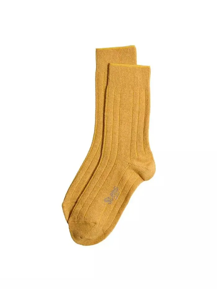 Женские носки Lux Italian Wool Cashmere Crew Socks в подарочной коробке Stems — желтый