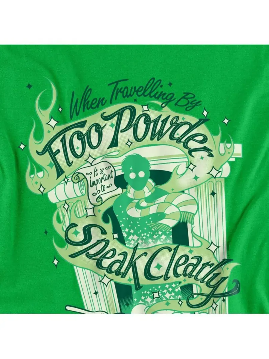 Мужская футболка Floo Powder Speak Clearly Harry Potter — изображение 3 из 3, зеленый