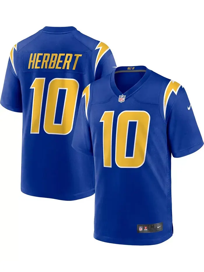 Мужская альтернативная игровая футболка Джастина Герберта Los Angeles Chargers Nike — изображение 1 из 5, королевский