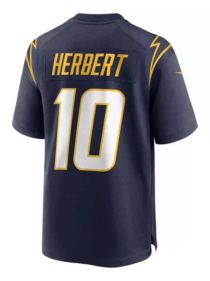 Мужская альтернативная игровая футболка Джастина Герберта Los Angeles Chargers Nike — изображение 3 из 3, темно-синий