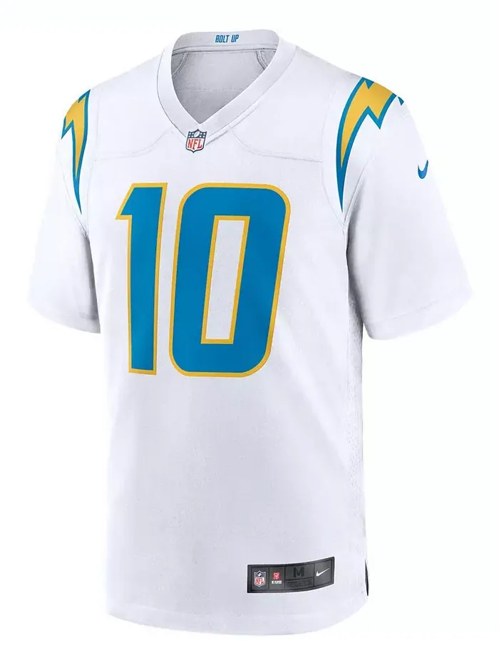Мужская альтернативная игровая футболка Джастина Герберта Los Angeles Chargers Nike — изображение 2 из 5, белый
