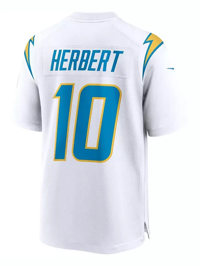 Мужская альтернативная игровая футболка Джастина Герберта Los Angeles Chargers Nike — изображение 3 из 5, белый
