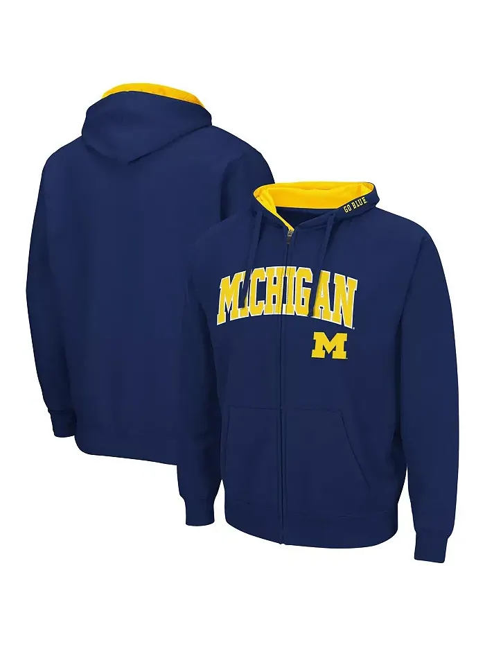 Мужская толстовка Michigan Wolverines Arch Logo 3.0 с молнией Colosseum — изображение 1 из 5, темно-синий