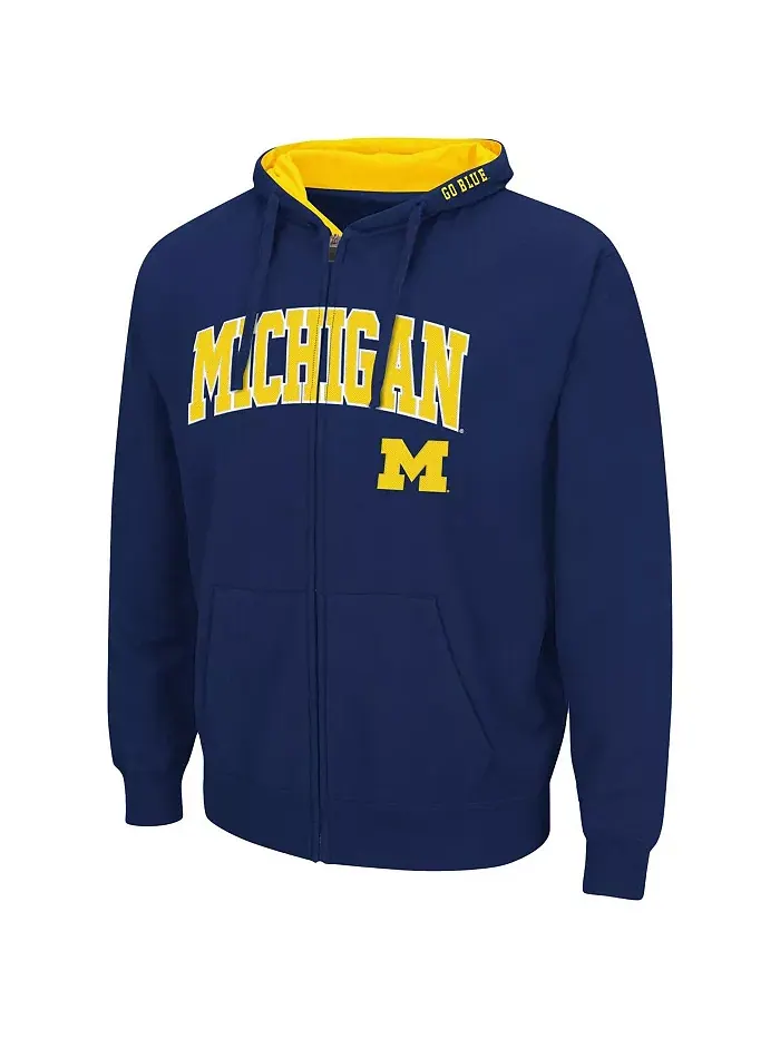 Мужская толстовка Michigan Wolverines Arch Logo 3.0 с молнией Colosseum — изображение 3 из 5, темно-синий