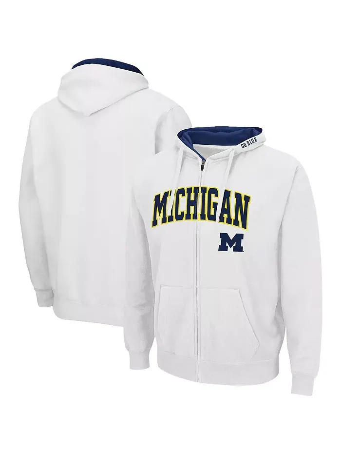 Мужская толстовка Michigan Wolverines Arch Logo 3.0 с молнией Colosseum — изображение 1 из 5, белый