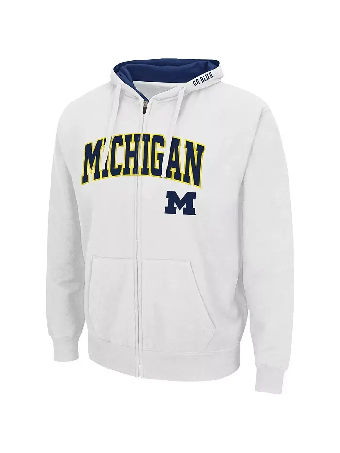 Мужская толстовка Michigan Wolverines Arch Logo 3.0 с молнией Colosseum — изображение 2 из 5, белый