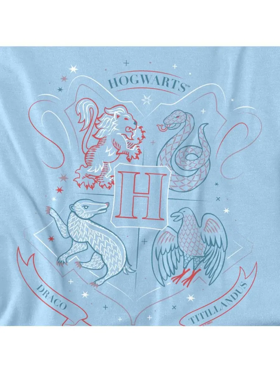Мужская футболка с нарисованным от руки щитом Хогвартса Harry Potter — изображение 2 из 3, светлый синий