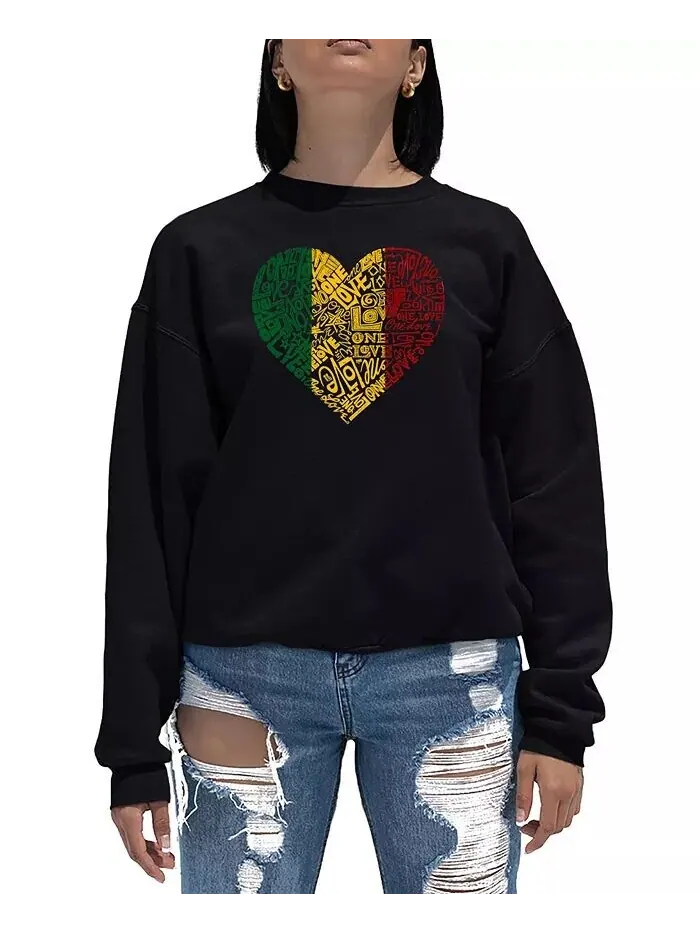 Женская толстовка Word Art с круглым вырезом и надписью One Love Heart LA Pop Art — изображение 1 из 2, черный