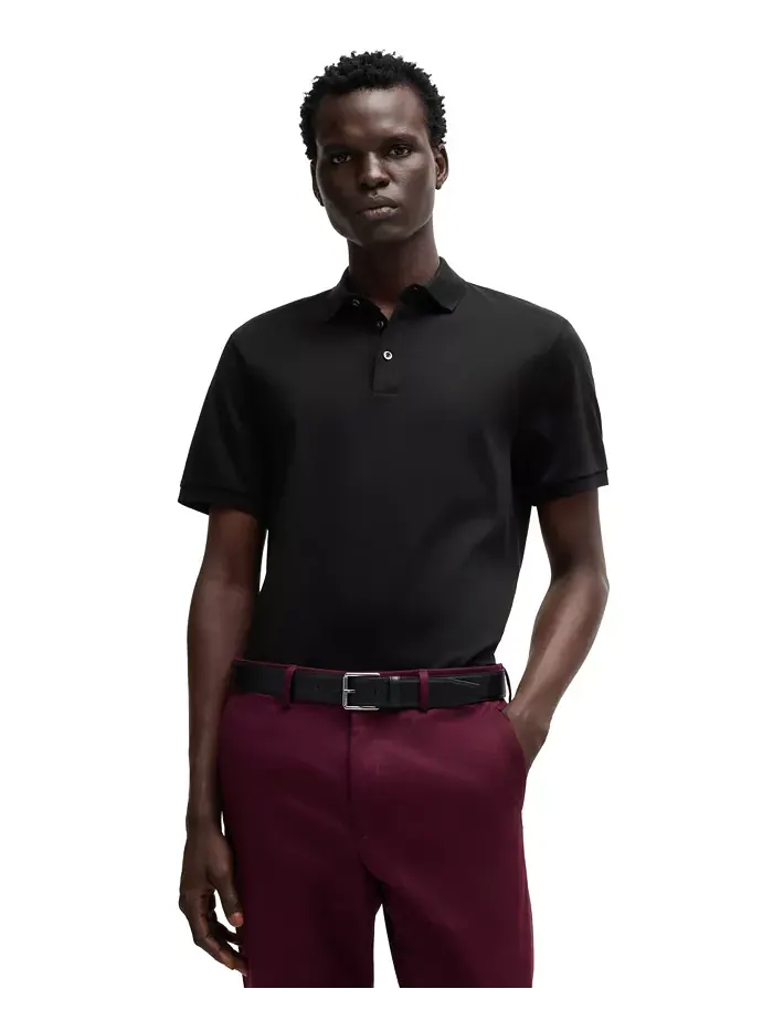 Мужская поло из мерсеризованного хлопка Regular-Fit Hugo Boss — изображение 1 из 4, черный
