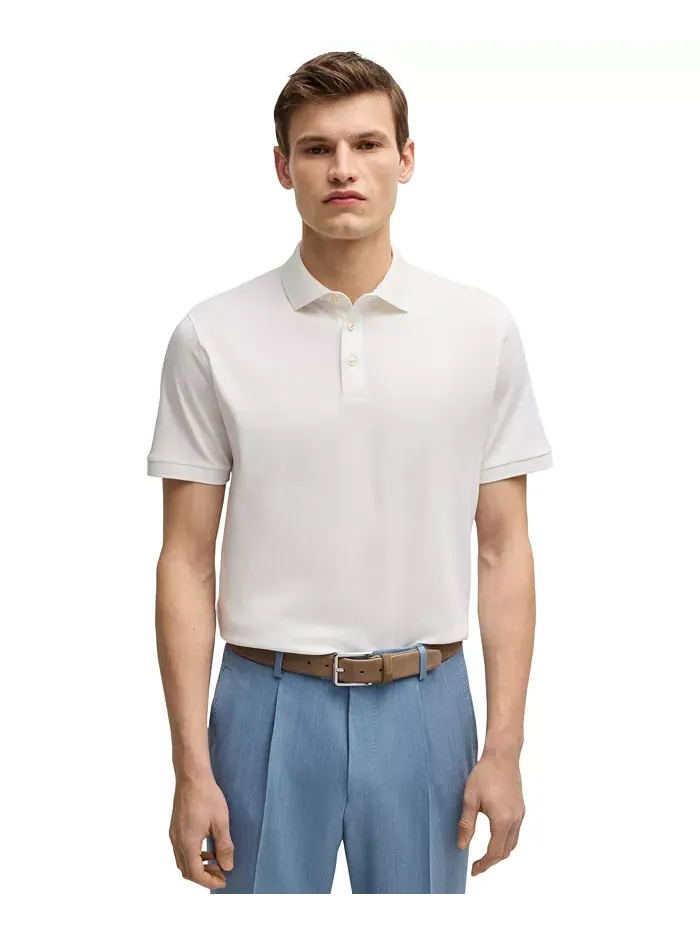 Мужская поло из мерсеризованного хлопка Regular-Fit Hugo Boss — изображение 1 из 4, белый