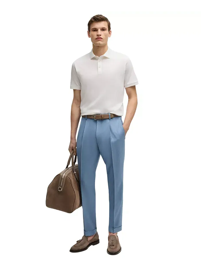 Мужская поло из мерсеризованного хлопка Regular-Fit Hugo Boss — изображение 4 из 4, белый