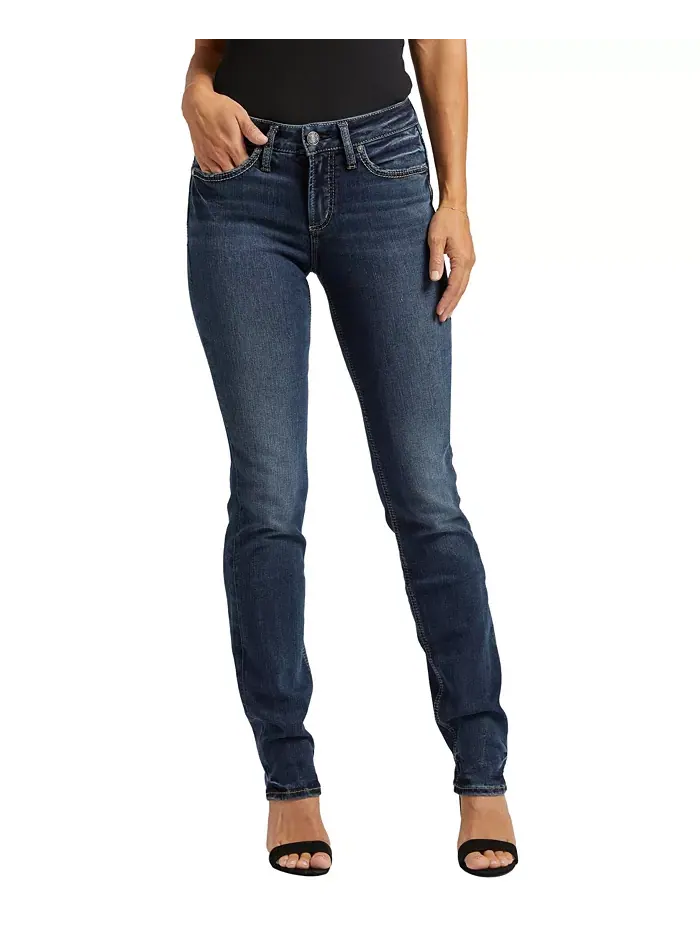 Джинсы Suki Curvy Mid Rise Straight-Leg Silver Jeans Co. — изображение 1 из 4, синий