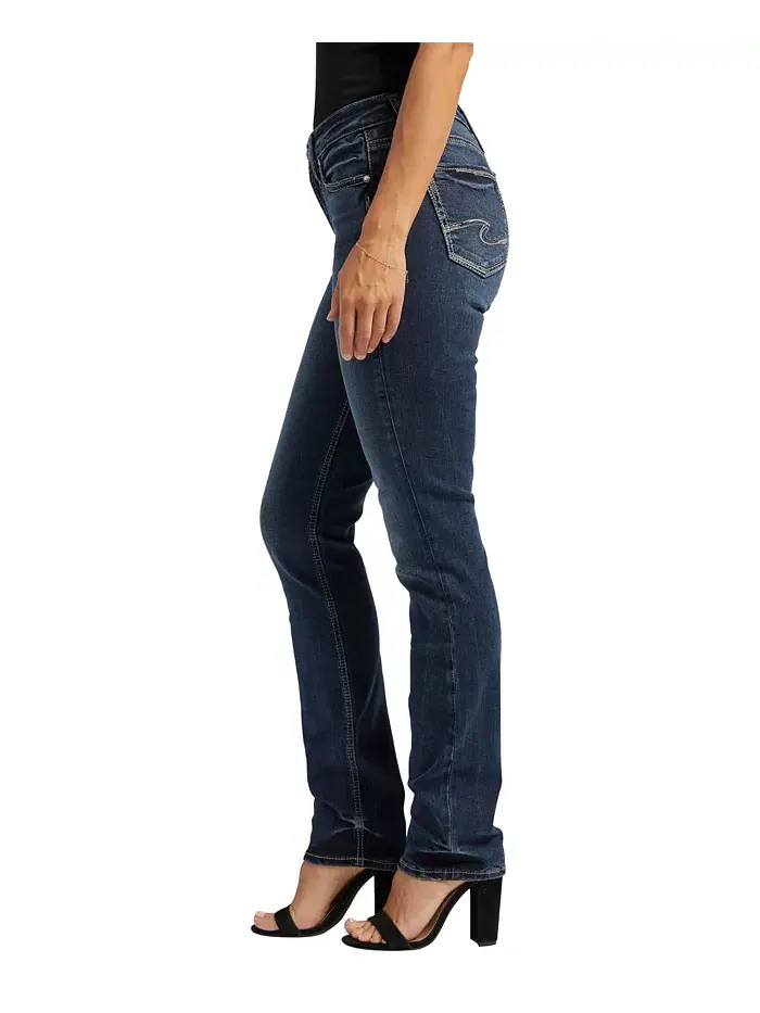 Джинсы Suki Curvy Mid Rise Straight-Leg Silver Jeans Co. — изображение 3 из 4, синий