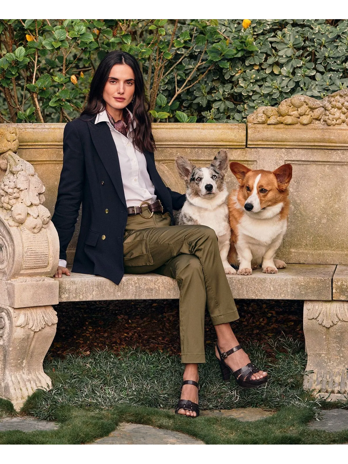 Рубашка прямого кроя без глажки, стандартная и миниатюрная Lauren Ralph Lauren — изображение 7 из 10, темно-синий