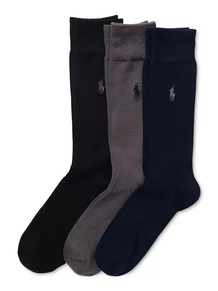 Мужские носки 3 пары, супермягкие, под платье Polo Ralph Lauren — изображение 1 из 1, черный