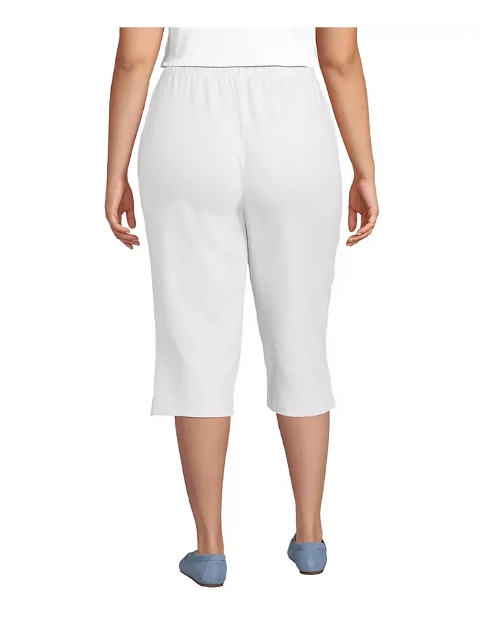 Спортивные капри с высокой посадкой и эластичным поясом Plus Size Lands' End — изображение 3 из 3, белый