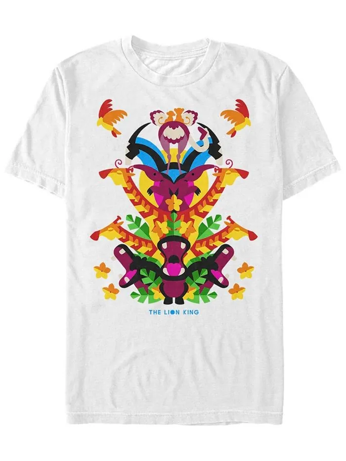 Мужская футболка с короткими рукавами Disney The Lion King Neon Animal Tower Fifth Sun — изображение 1 из 1, белый