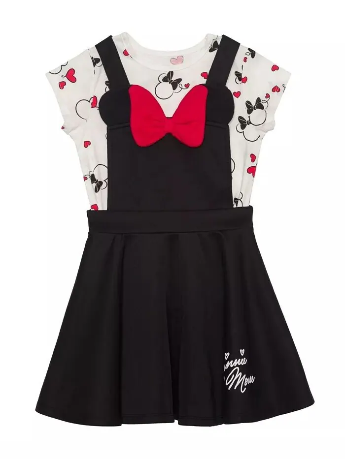 Футболка с короткими рукавами и платье Minnie Hearts для девочек, комплект из 2 предметов Disney