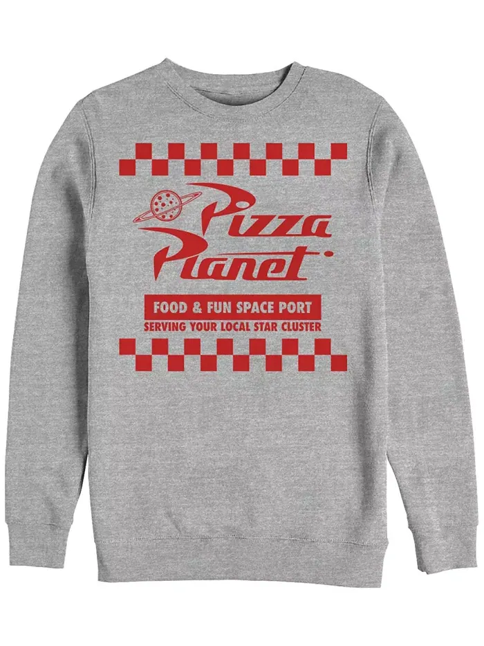Мужская флисовая толстовка Disney Pixar Toy Story с клетчатым логотипом Pizza Planet Fifth Sun — изображение 1 из 2, серый