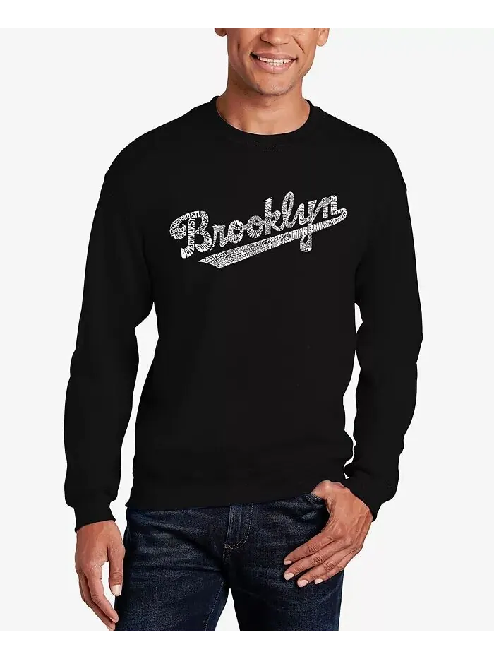 Мужская толстовка с круглым вырезом Word Art Brooklyn Neighborhoods LA Pop Art — изображение 1 из 3, черный