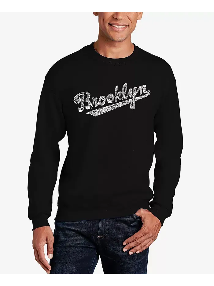 Мужская толстовка с круглым вырезом Word Art Brooklyn Neighborhoods La Pop Art — изображение 1 из 1, серый