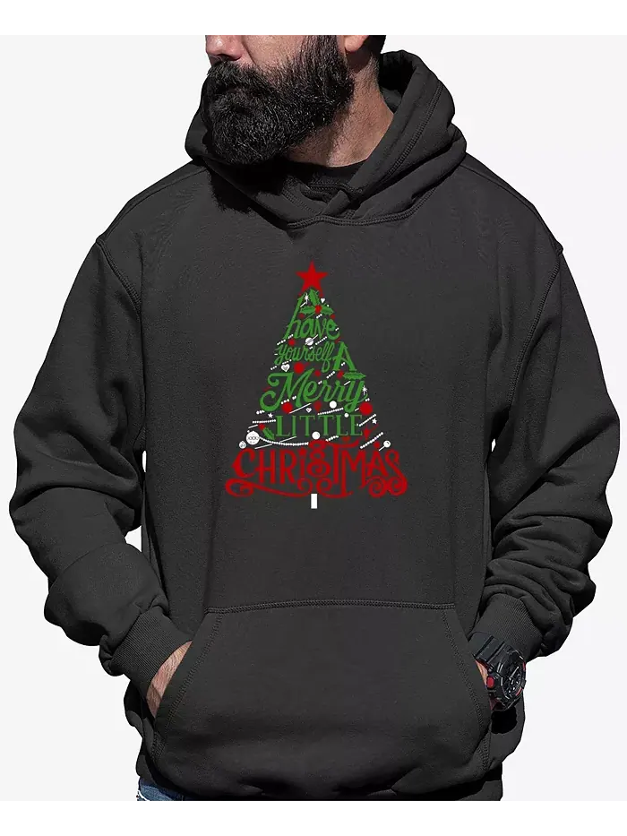 Мужская толстовка с капюшоном Have Yourself a Merry Little Christmas с художественным текстом La — изображение 1 из 5, серый