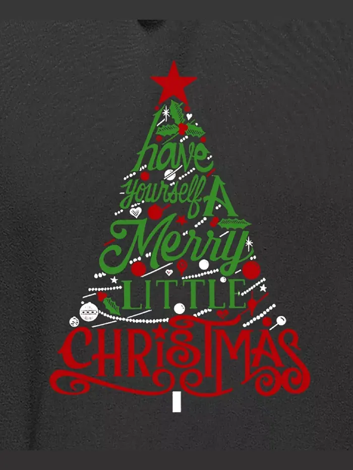 Мужская толстовка с капюшоном Have Yourself a Merry Little Christmas с художественным текстом La — изображение 3 из 5, серый