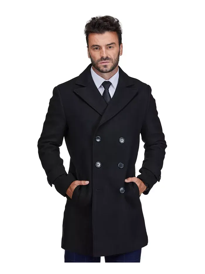 Мужское двубортное пальто из шерстяной смеси Pea Coat Dress Peacoat Braveman