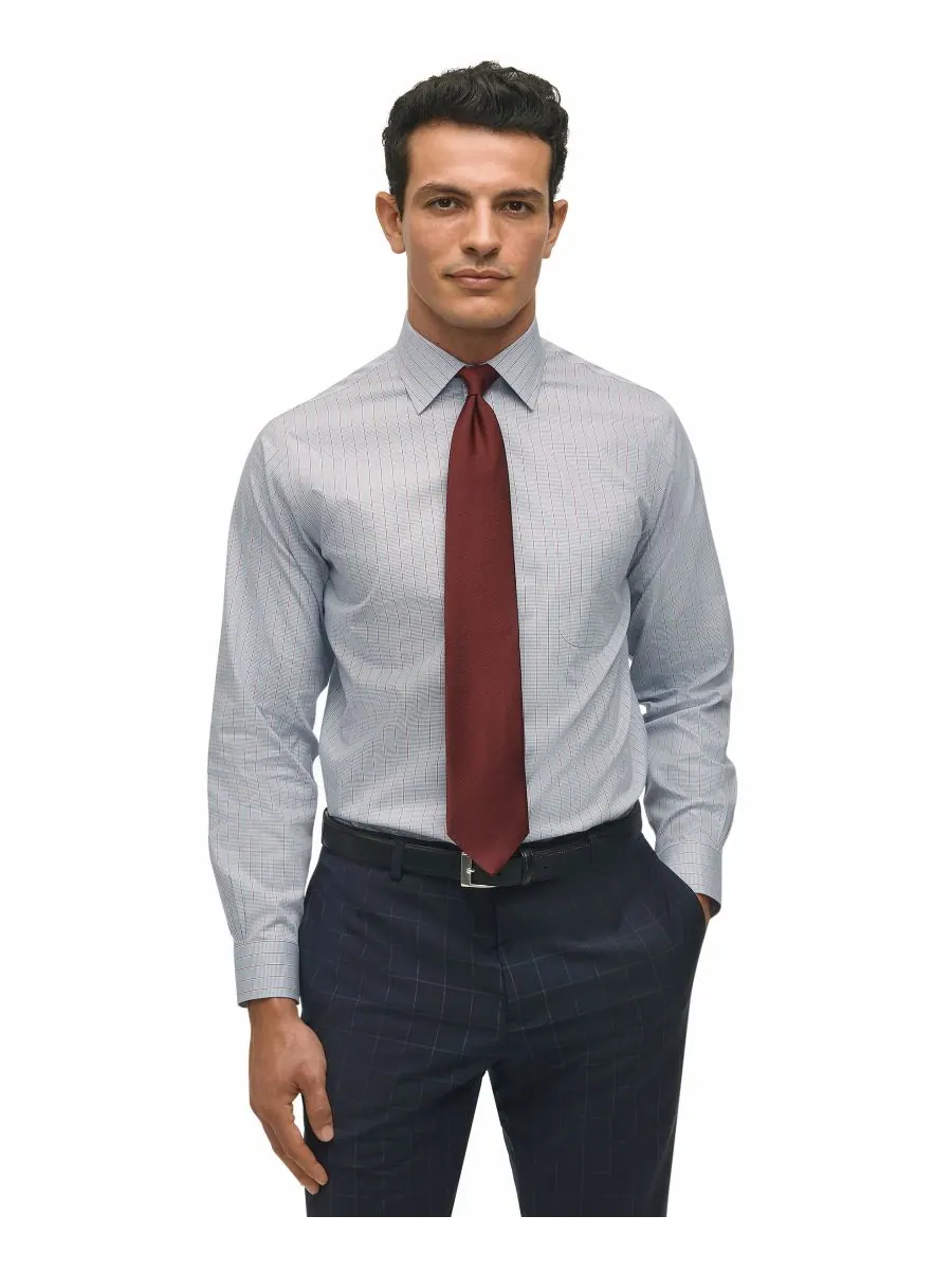 Мужская рубашка Brooks Brothers стандартного кроя с отложным воротником и клетчатым узором Brooks — изображение 1 из 6