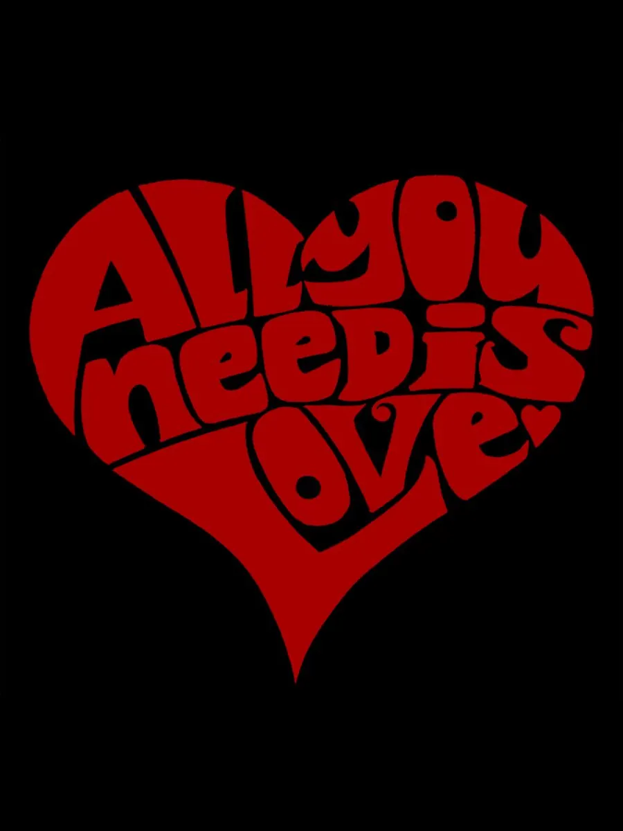 Женская толстовка с круглым вырезом и надписью "All You Need is Love" LA Pop Art — изображение 2 из 3, черный