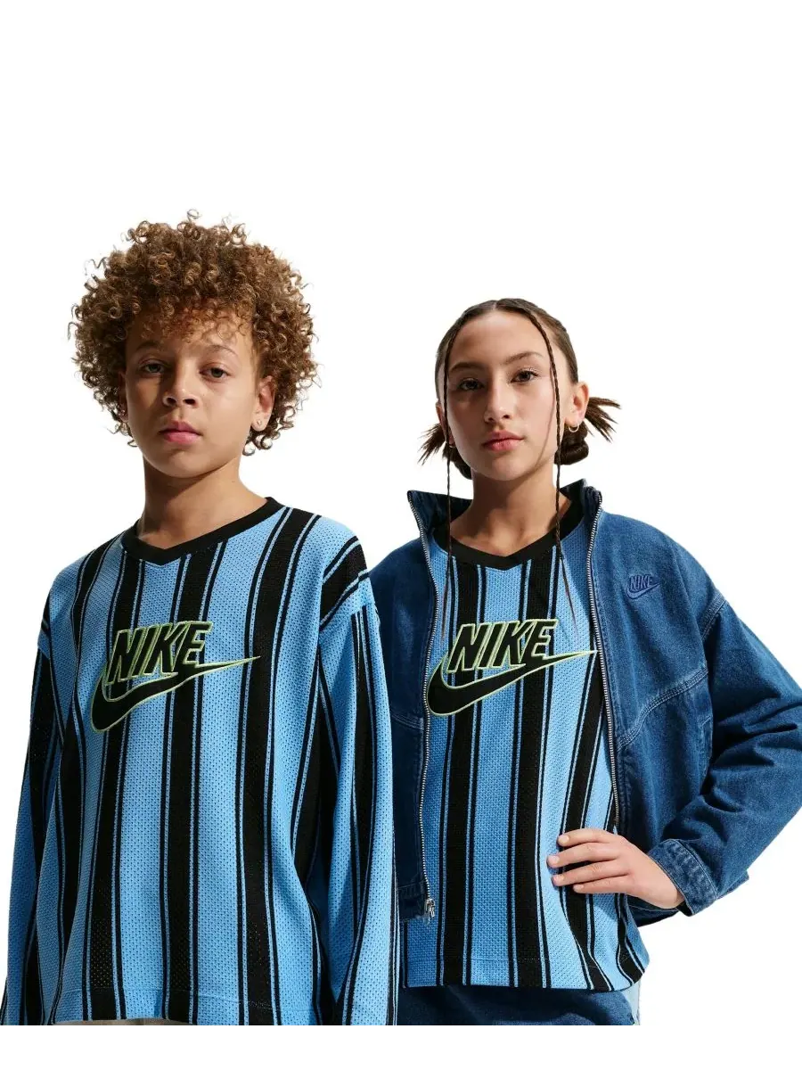 Детская полосатая толстовка с длинными рукавами для мальчиков 4-20 лет Nike — изображение 3 из 4, синий/черный