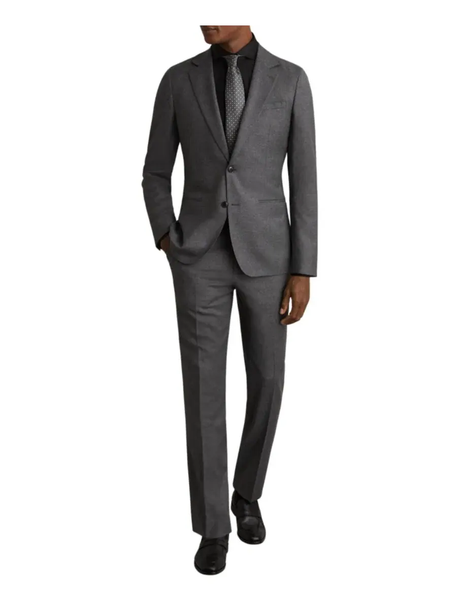 Мужская рубашка Storm Slim Fit из двухслойного хлопка Reiss — изображение 2 из 6, черный