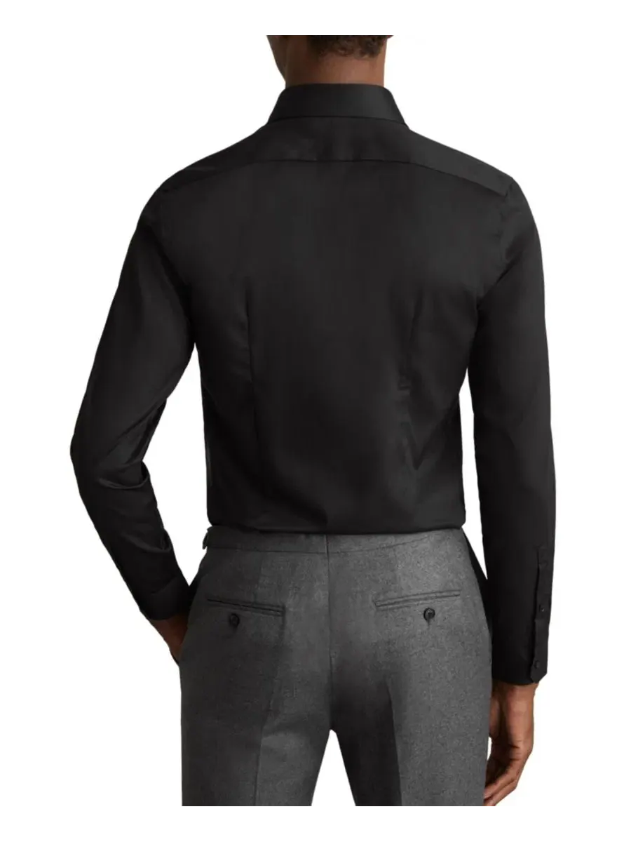 Мужская рубашка Storm Slim Fit из двухслойного хлопка Reiss — изображение 5 из 6, черный