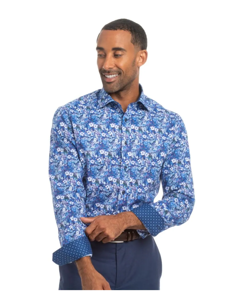 Мужская рубашка Hillside Floral Modern-Fit Nick Graham — синий