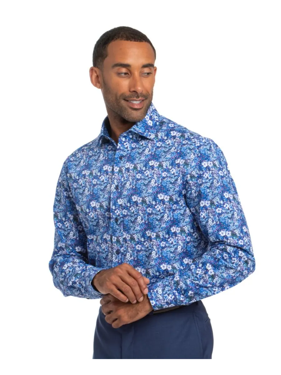 Мужская рубашка Hillside Floral Modern-Fit Nick Graham — изображение 3 из 7, темно-синий