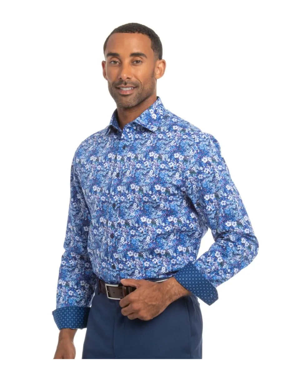 Мужская рубашка Hillside Floral Modern-Fit Nick Graham — изображение 4 из 7, темно-синий
