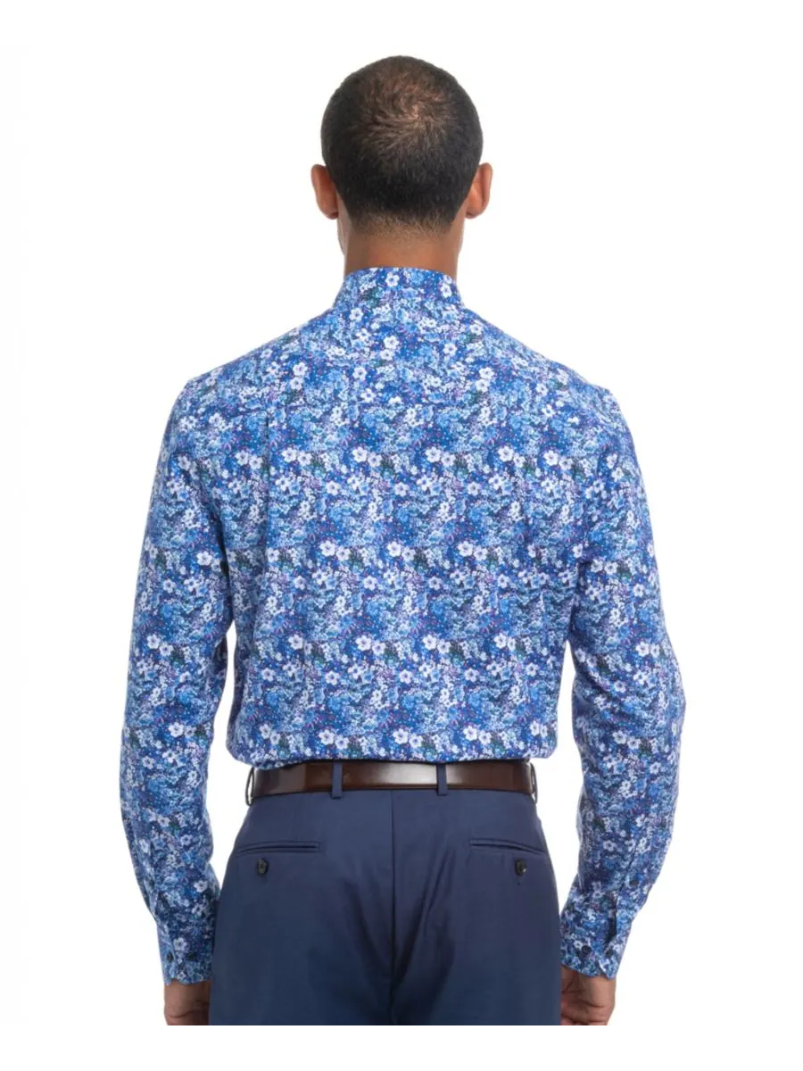 Мужская рубашка Hillside Floral Modern-Fit Nick Graham — изображение 6 из 7, темно-синий