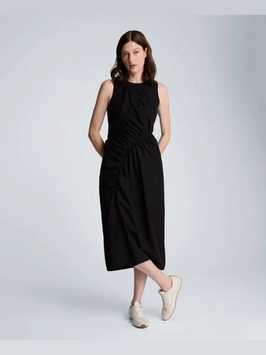 Женское платье миди А-силуэта со сборками Kenneth Cole — изображение 2 из 4, черный