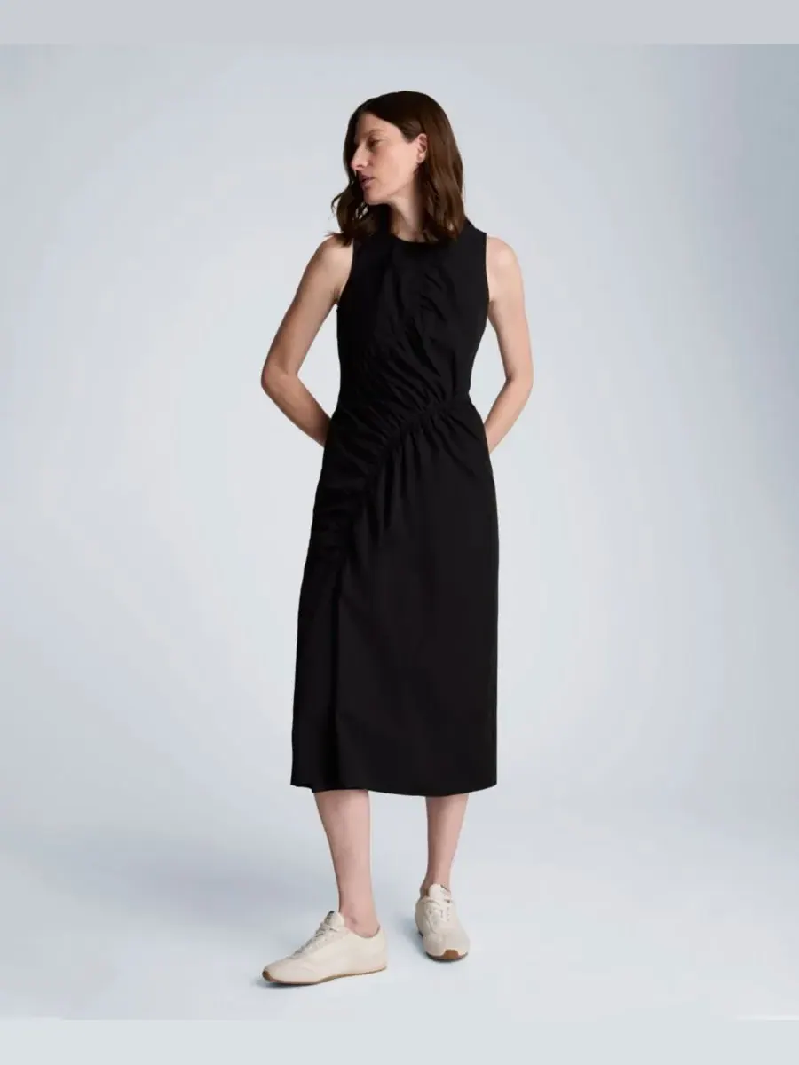 Женское платье миди А-силуэта со сборками Kenneth Cole — изображение 3 из 4, черный