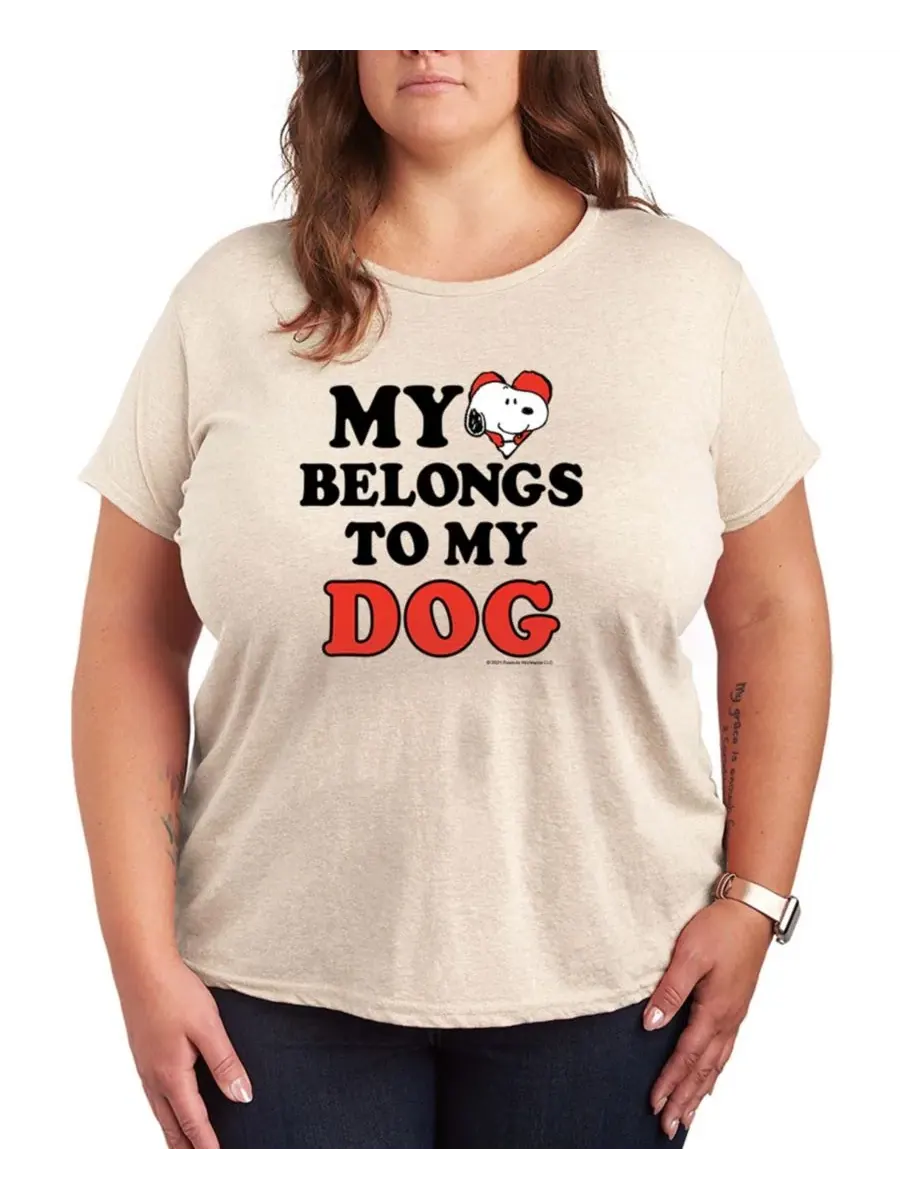 Женская футболка с коротким рукавом и принтом "Peanuts Snoopy My Heart Belongs To My Dog" Hybrid — изображение 1 из 3