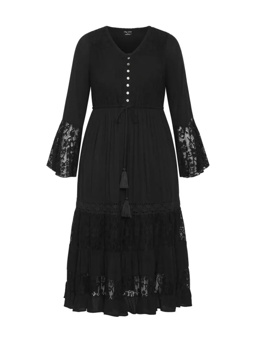 Женское кружевное макси-платье Tisha CITY CHIC — изображение 3 из 4, черный