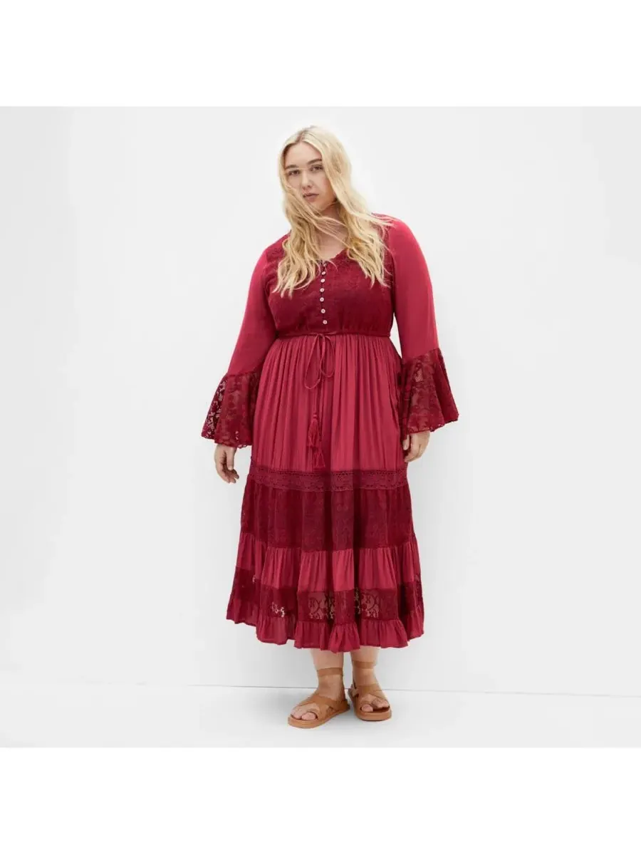 Женское кружевное макси-платье Tisha CITY CHIC — изображение 1 из 4, красный