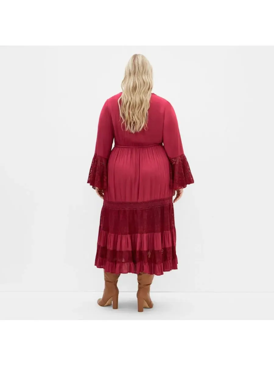 Женское кружевное макси-платье Tisha CITY CHIC — изображение 2 из 4, красный