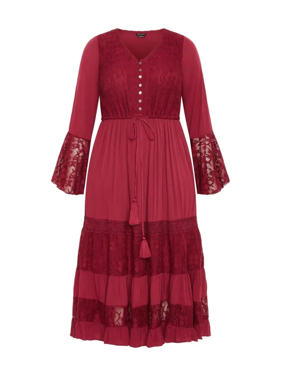 Женское кружевное макси-платье Tisha CITY CHIC — изображение 3 из 4, красный