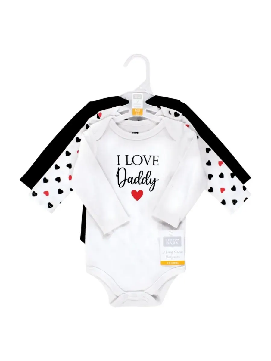 Комплект из 3 хлопковых боди с длинными рукавами Hudson Baby — изображение 5 из 5, красный черный